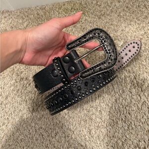 Black embellished western belt